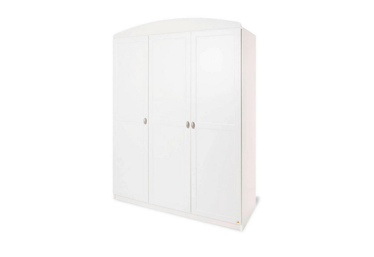BABYKLEIDERSCHRANK PINOLINO LAURA Weiß  - Alufarben/Weiß, ROMANTIK / LANDHAUS, Holzwerkstoff/Kunststoff (135/192/57cm) - Pinolino