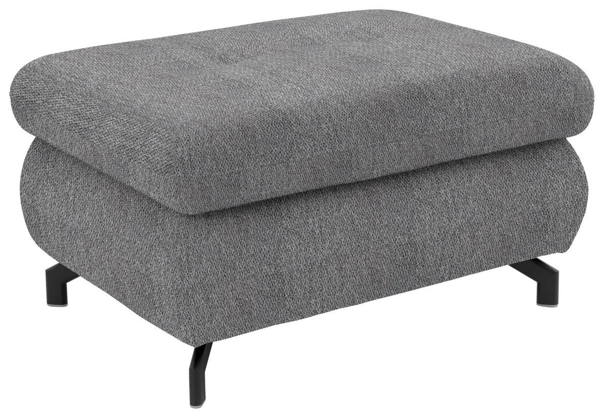 ECKSOFA in Chenille Grau  - Schwarz/Grau, Design, Textil/Metall (310/220cm) - Beldomo Style