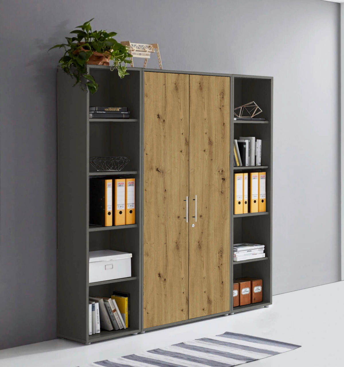 AKTENSCHRANK 172,6/185,6/33 cm  - Anthrazit/Eiche Artisan, MODERN, Holzwerkstoff (172,6/185,6/33cm) - MID.YOU