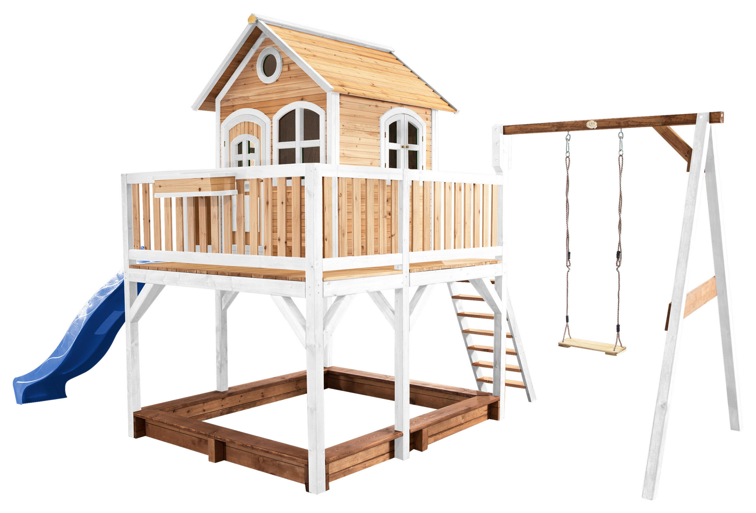 XXXLutz Spielturm Blau, Braun, Weiß 541x291x277 cm