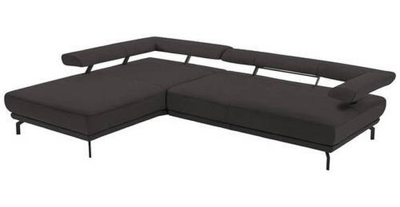 ECKSOFA in Echtleder Grau  - Schwarz/Grau, Design, Leder/Metall (224/305cm) - Dieter Knoll