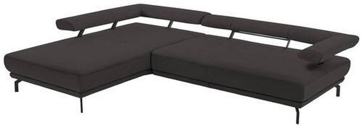 ECKSOFA in Echtleder Grau  - Schwarz/Grau, Design, Leder/Metall (224/305cm) - Dieter Knoll