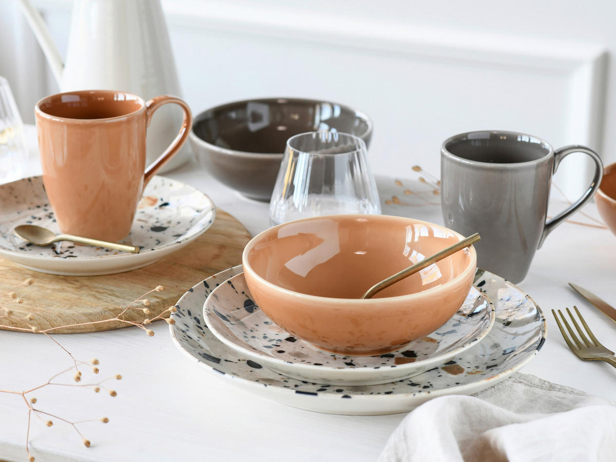 KOMBISERVICE Terrazzo Mix 16-teilig  - Koralle/Multicolor, Basics, Keramik - Creatable