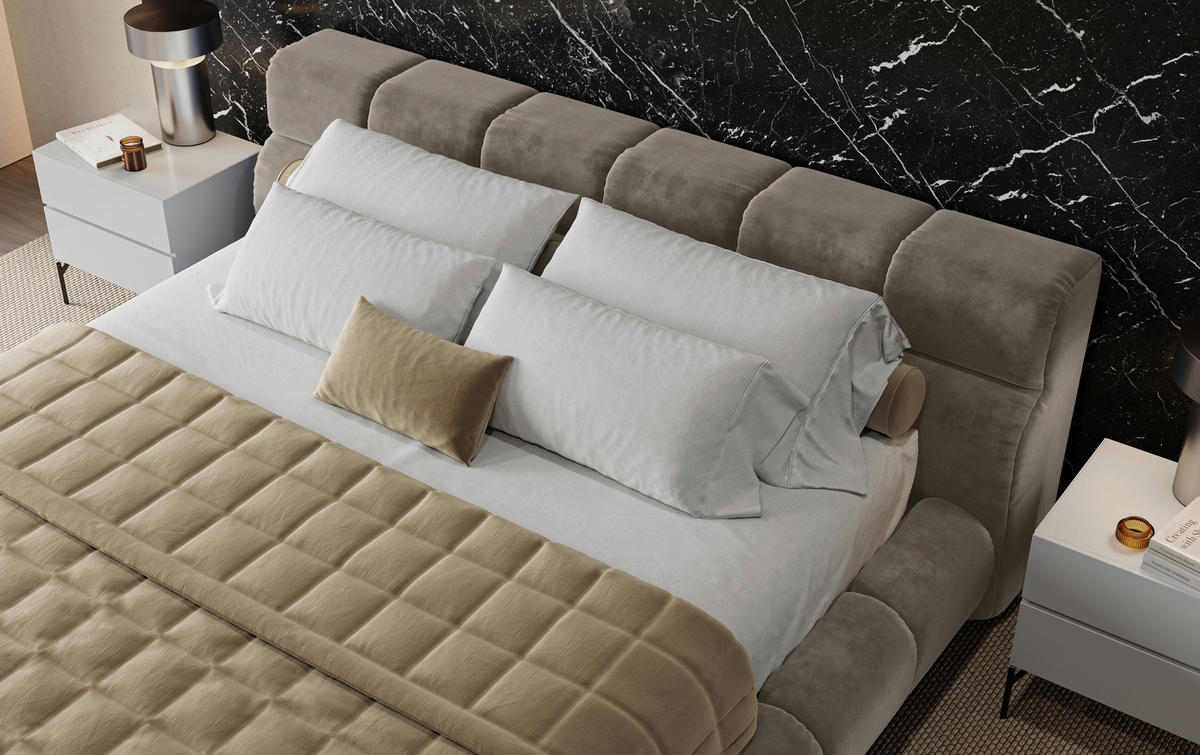 POLSTERBETT 180/200 cm,  in Hellgrau,  - Hellgrau/Schwarz, Design, Textil/Metall (180/200cm) - Belluti