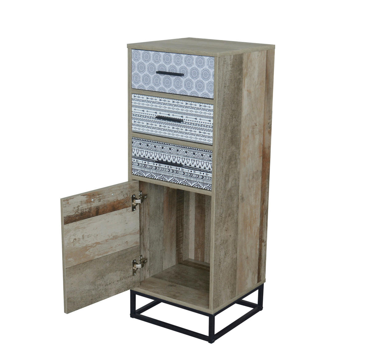 KOMMODE  in 39,5/106/38 cm  - Graubraun/Schwarz, Design, Holzwerkstoff/Metall (39,5/106/38cm) - Livetastic