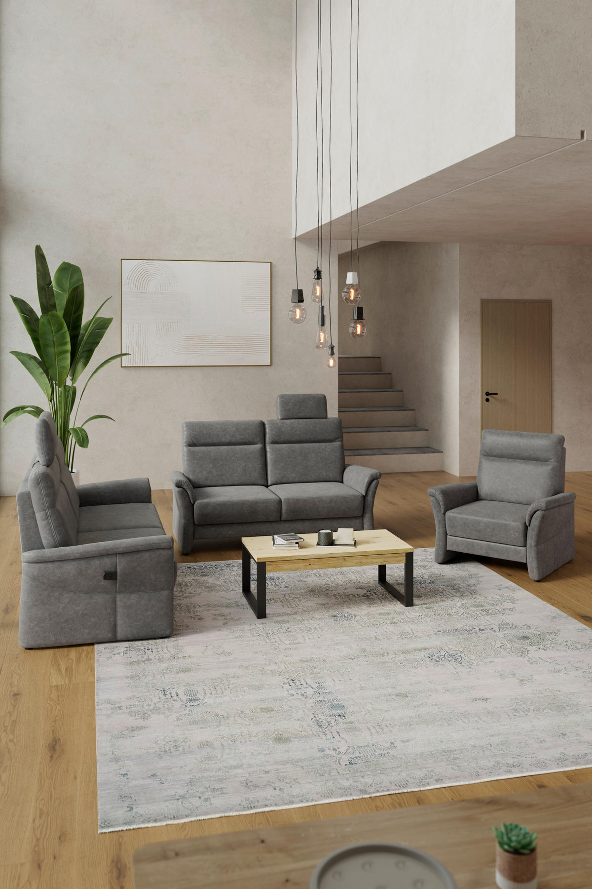 SESSEL in Mikrofaser Grau  - Schwarz/Grau, KONVENTIONELL, Kunststoff/Textil (104/98/91cm) - Elegando