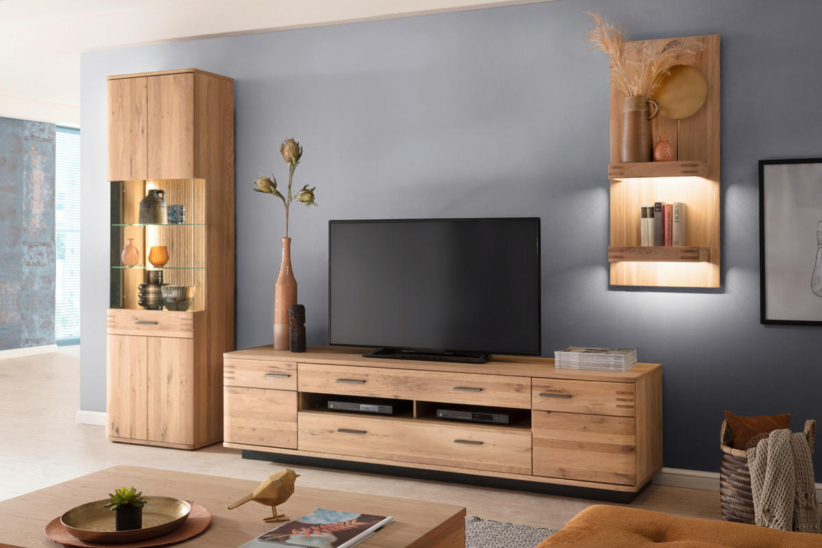 TV-ELEMENT  210/56/50 cm 2 Schublade(n)  - Eichefarben/Schwarz, Design, Holz/Holzwerkstoff (210/56/50cm) - Livetastic