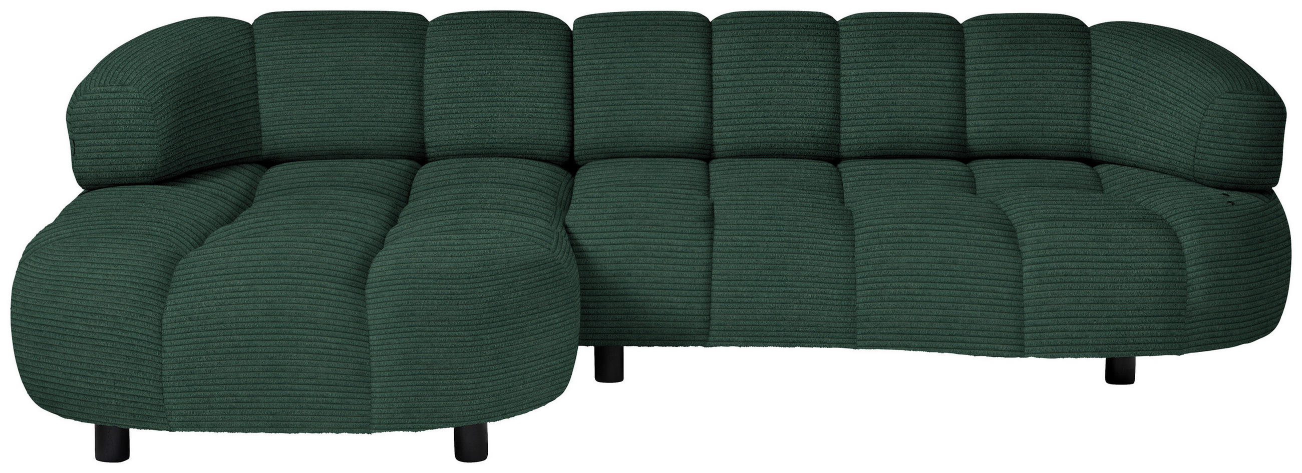 ECKSOFA in Cord, Velours Waldgrün  - Waldgrün/Schwarz, Design, Holz/Textil (183/284cm) - Welnova