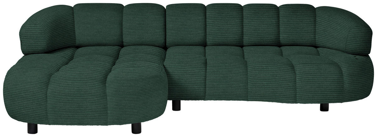 ECKSOFA in Cord, Velours Waldgrün  - Waldgrün/Schwarz, Design, Holz/Textil (183/284cm) - Welnova