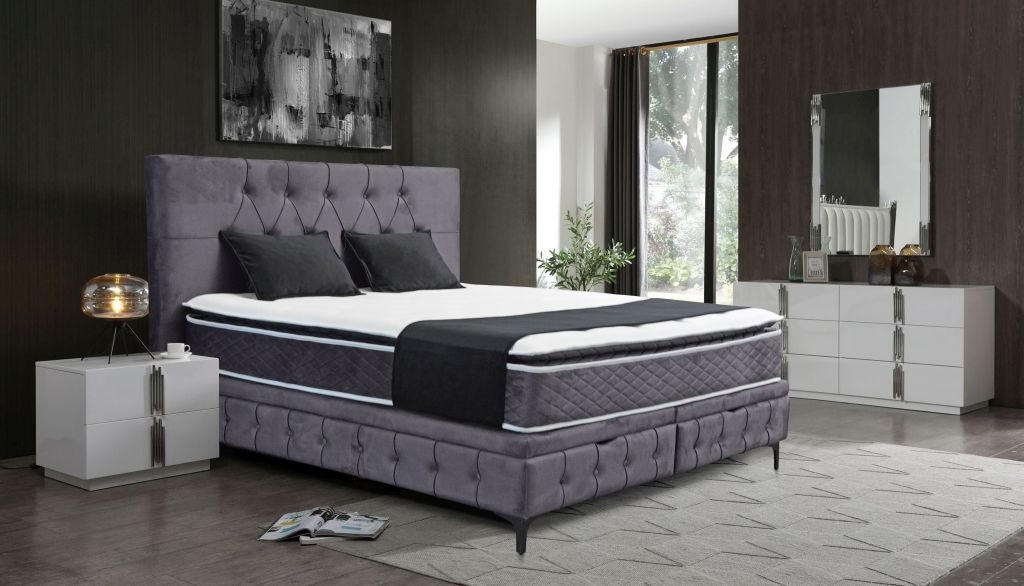 BOX KREVET 160/200 cm     siva  - siva/crna, Moderno, drvni materijal/drvo (160/200cm) - Hom`in