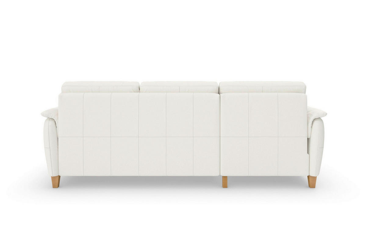 ECKSOFA PALMERA E Weiß Echtleder  - Eichefarben/Weiß, Basics, Leder/Holz (163/244cm) - Sit & More