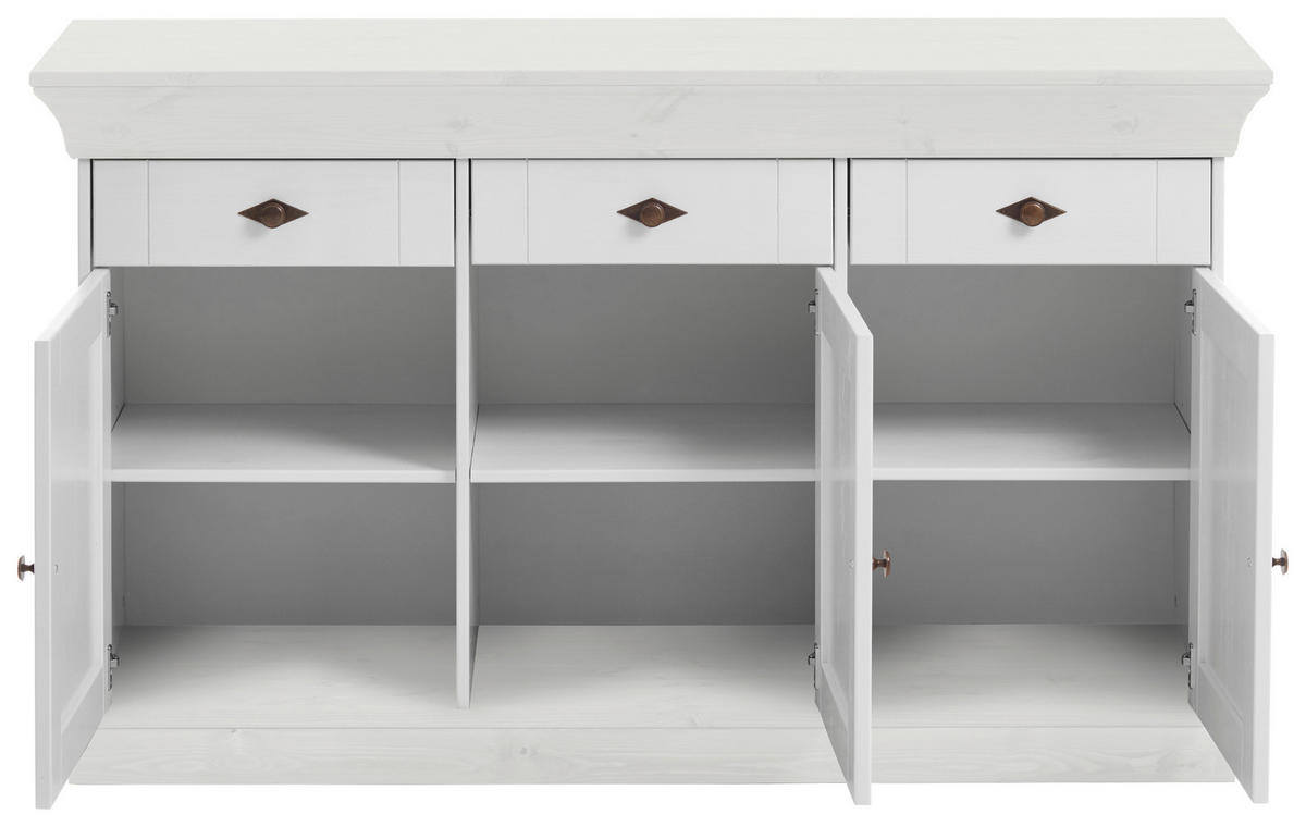 SIDEBOARD  in 143/85/45 cm  - Weiß/Kupferfarben, ROMANTIK / LANDHAUS, Holz/Metall (143/85/45cm) - Boxxx