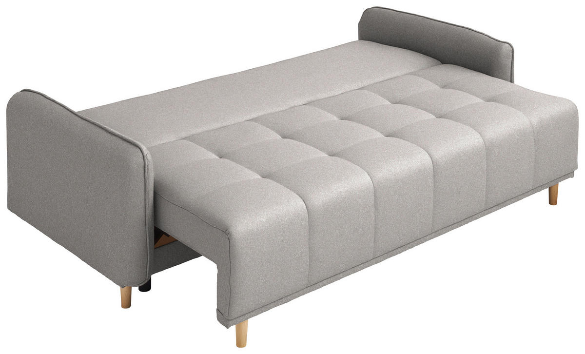 SCHLAFSOFA Chenille Hellgrau  - Buchefarben/Hellgrau, Design, Holz/Textil (217/97/101cm) - Carryhome
