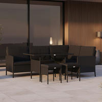 DINING-LOUNGESET  - Schwarz, KONVENTIONELL, Kunststoff - Gardenson