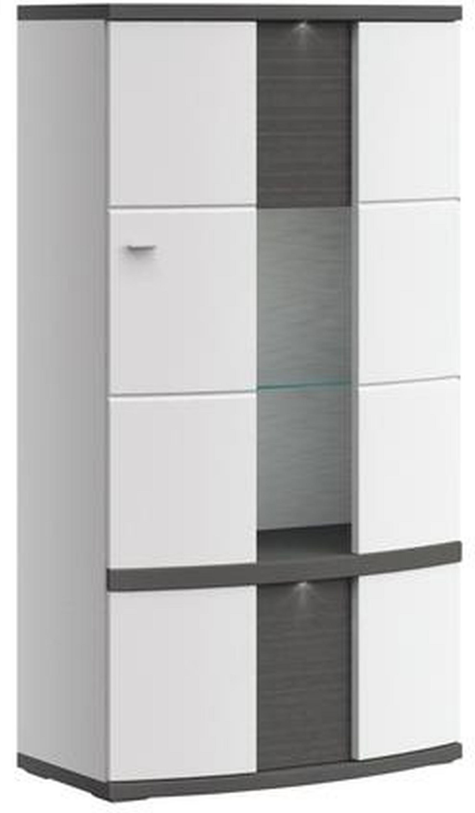 VITRINE in Graphitfarben, Weiß  - Alufarben/Graphitfarben, Design, Glas/Holzwerkstoff (75/141,4/42cm) - Xora