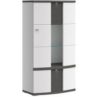 VITRINE Graphitfarben, Weiss  75/141,4/42 cm  - Weiss/Alufarben, Design, Glas/Holzwerkstoff (75/141,4/42cm) - Modante