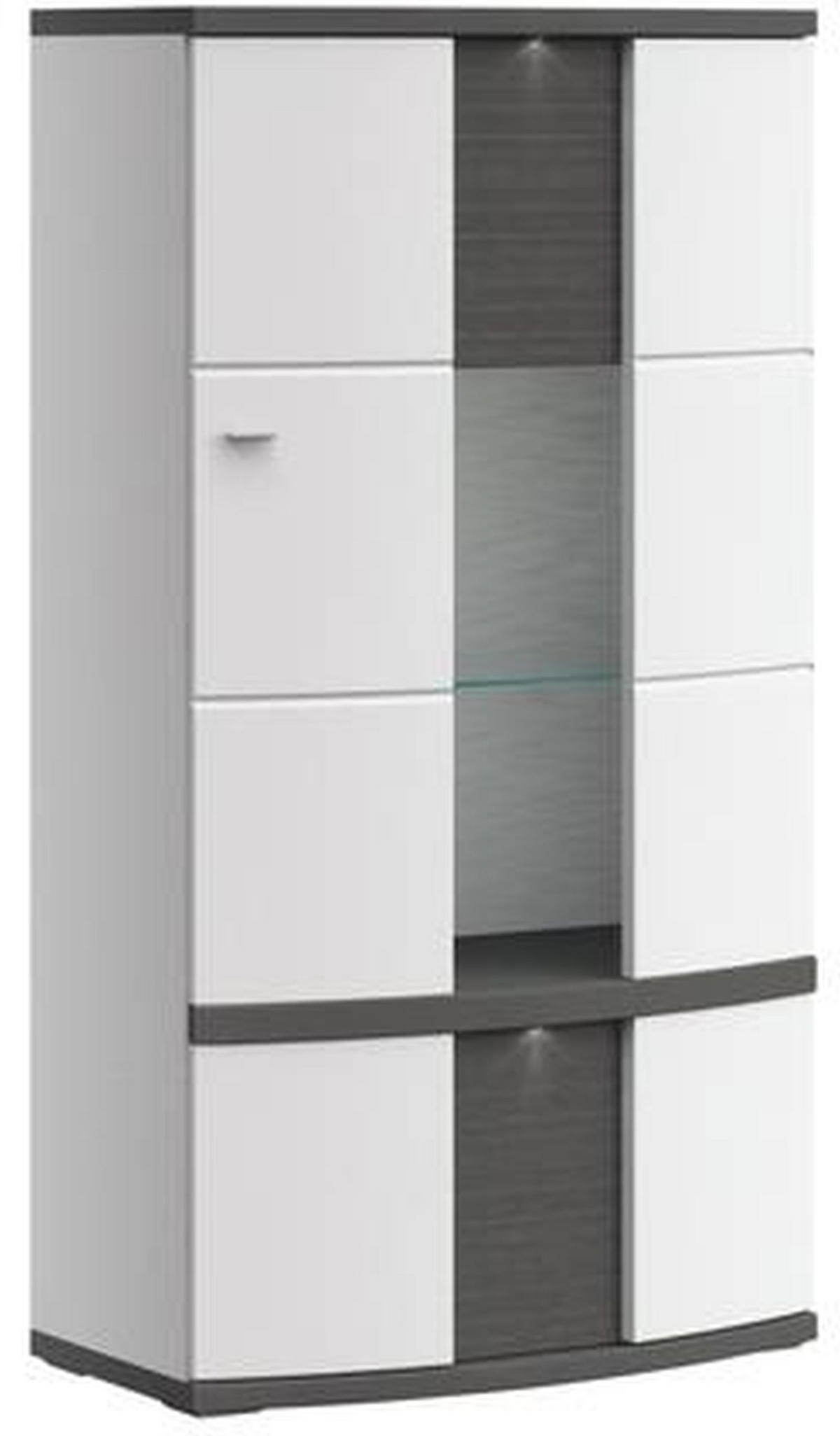 VITRINE Graphitfarben, Weiss  75/141,4/42 cm  - Weiss/Alufarben, Design, Glas/Holzwerkstoff (75/141,4/42cm) - Modante