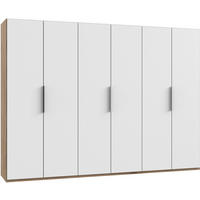 DREHTÜRENSCHRANK  in Weiß, Eichefarben  - Chromfarben/Eichefarben, MODERN, Holzwerkstoff (300/216/58cm) - MID.YOU