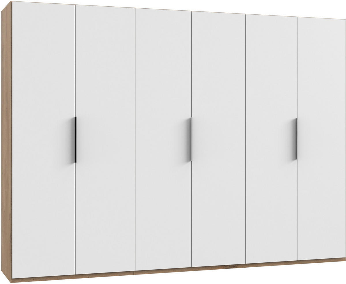 DREHTÜRENSCHRANK  in Weiß, Eichefarben  - Chromfarben/Eichefarben, MODERN, Holzwerkstoff (300/216/58cm) - MID.YOU