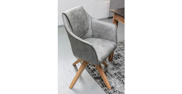 ARMLEHNSTUHL in Lederlook - Eichefarben/Grau, Design, Holz/Textil (62/84/56cm) - Landscape