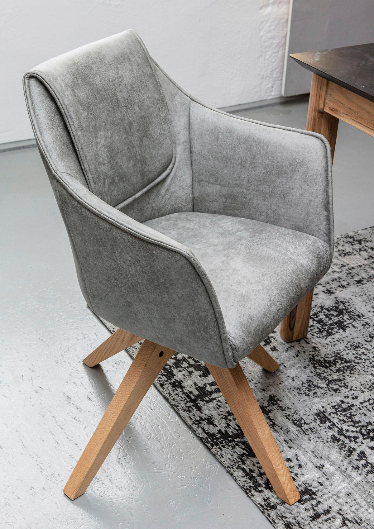 ARMLEHNSTUHL  in Lederlook  - Eichefarben/Grau, Design, Holz/Textil (62/84/56cm) - Landscape