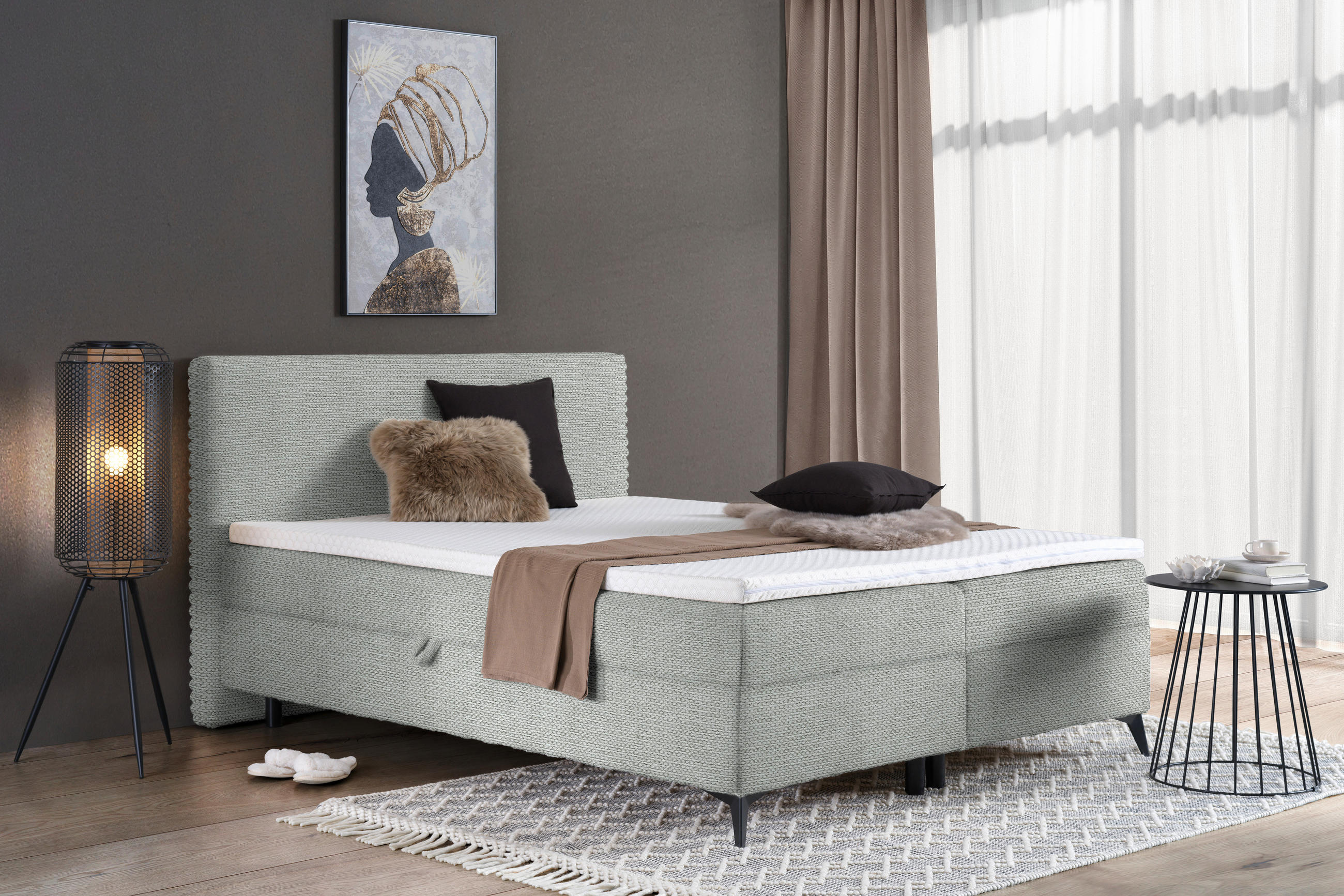 BOXBETT 140/200 cm  in Silberfarben  - Silberfarben/Schwarz, Design, Holz/Holzwerkstoff (140/200cm) - Xora
