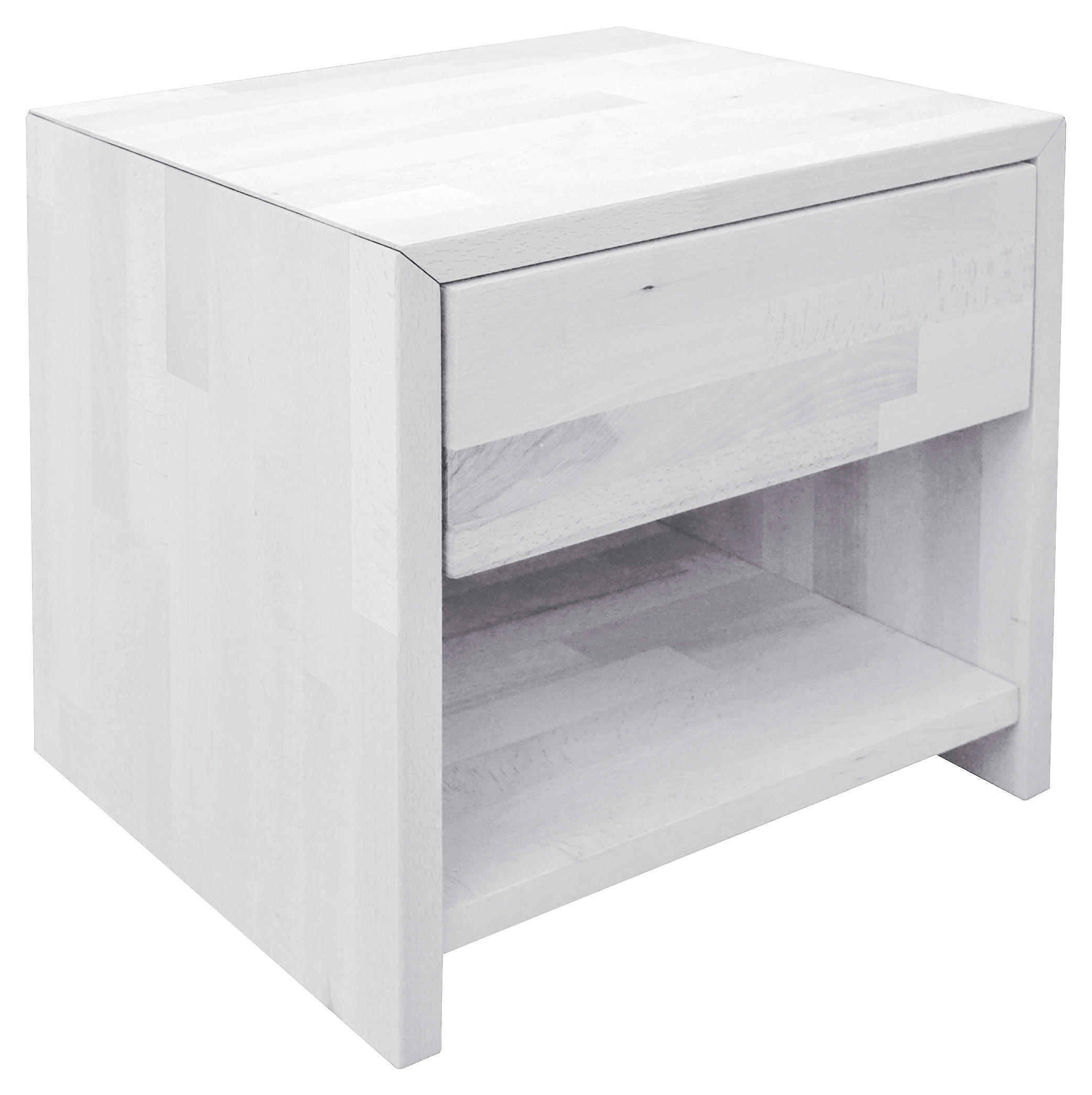 NOČNÍ STOLEK, buk, bílá, 45/45/35 cm - bílá, Natur, dřevo (45/45/35cm) - Carryhome