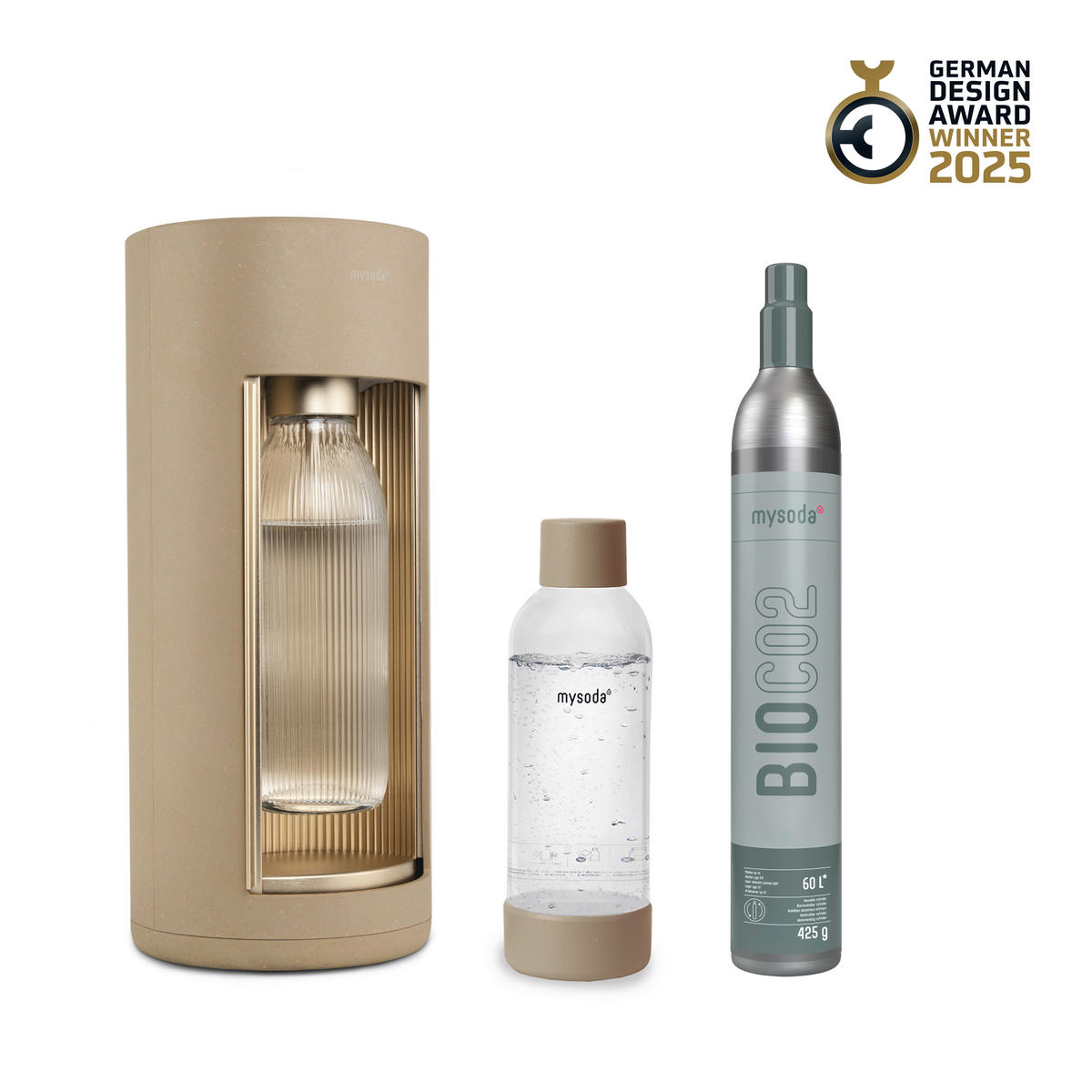 WASSERSPRUDLER GLASSY LATTE  - Greige, Basics, Holzwerkstoff/Kunststoff (18.8/44.5cm) - mysoda