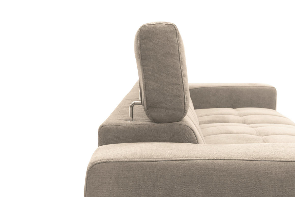 ECKSOFA TRENTO Taupe Mikrofaser  - Taupe/Dunkelgrau, MODERN, Textil/Metall (287/175cm) - MID.YOU