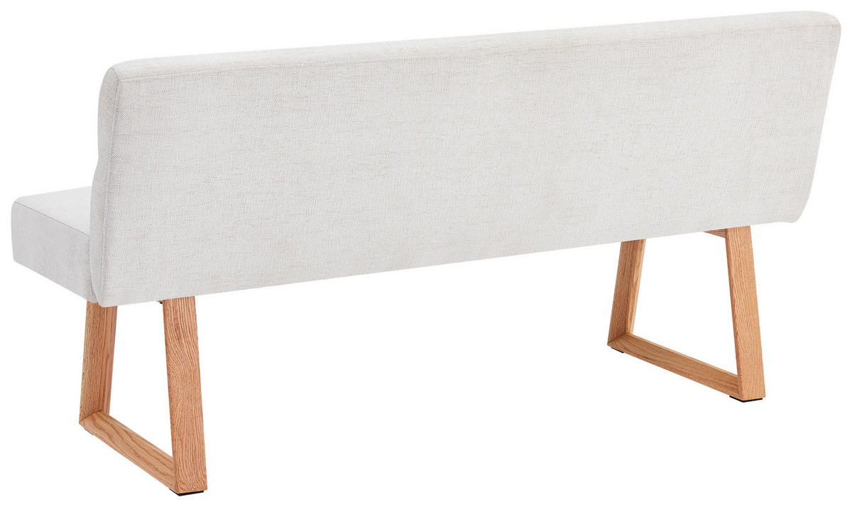 SITZBANK 160/82/61 cm Leinenoptik Eichefarben, Beige Eiche massiv  - Eichefarben/Beige, MODERN, Holz/Textil (160/82/61cm) - Livetastic