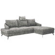 ECKSOFA in Webstoff Dunkelgrau  - Dunkelgrau/Schwarz, KONVENTIONELL, Textil/Metall (293/183cm) - Carryhome