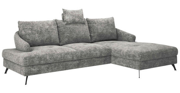 ECKSOFA in Webstoff Dunkelgrau  - Dunkelgrau/Schwarz, KONVENTIONELL, Textil/Metall (293/183cm) - Carryhome