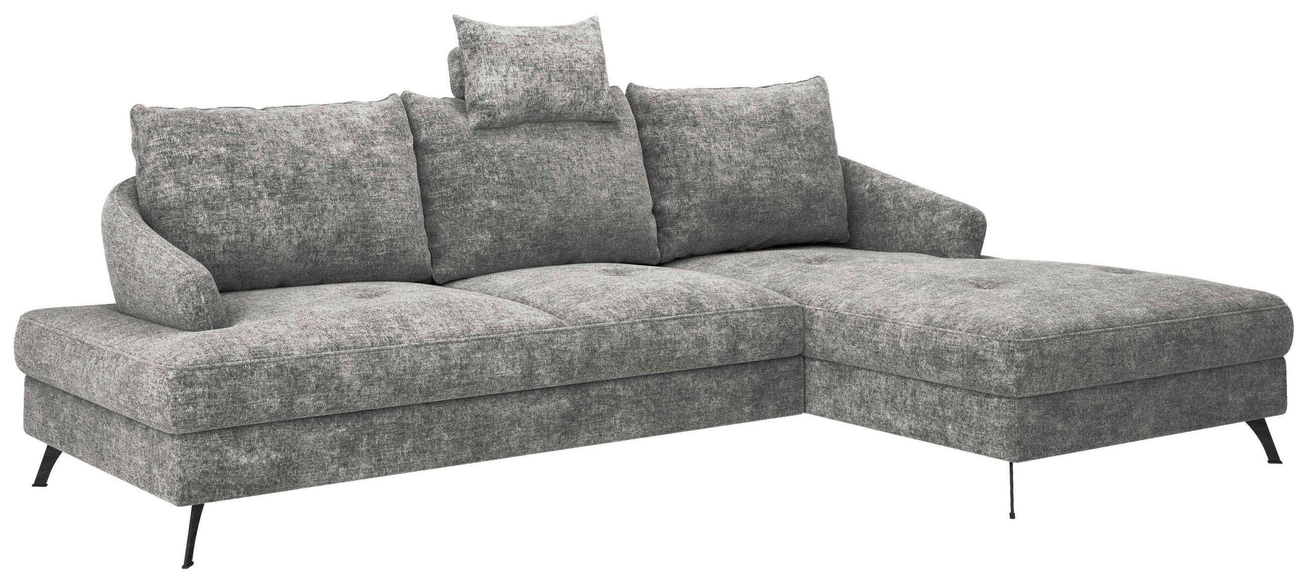 ECKSOFA in Webstoff Dunkelgrau  - Dunkelgrau/Schwarz, Konventionell, Textil/Metall (293/183cm) - Carryhome