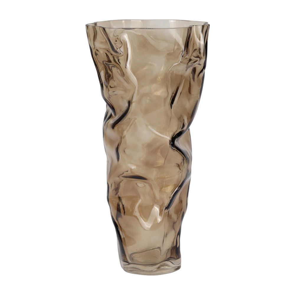 VÁZA, sklo, 32 cm - hnědá, Basics, sklo (32cm)