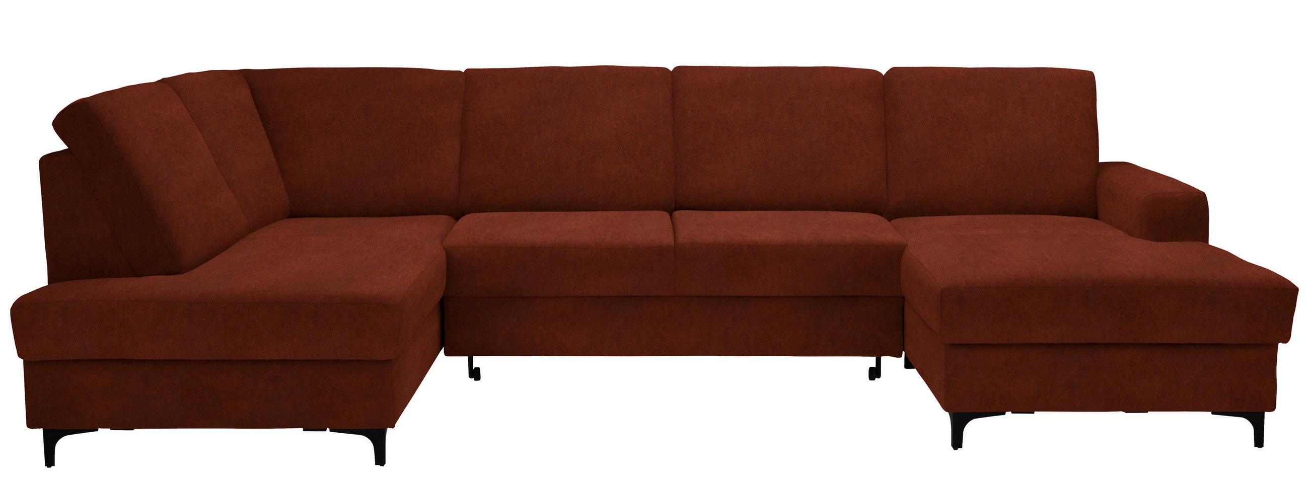 WOHNLANDSCHAFT Rostfarben Flachgewebe  - Rostfarben/Schwarz, KONVENTIONELL, Textil/Metall (185/317/167cm) - Stylife