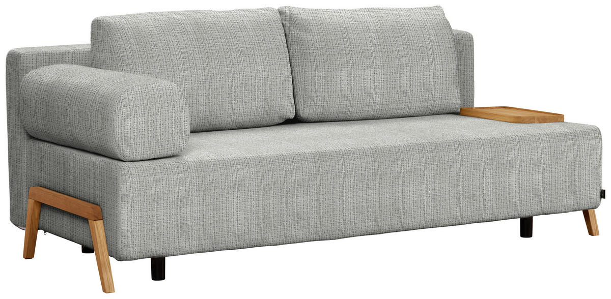 SCHLAFSOFA in Holz, Textil Hellgrau  - Hellgrau/Naturfarben, Design, Holz/Textil (211/88/102cm) - Niels Andersson