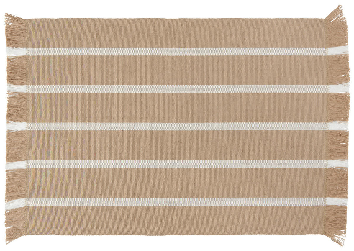 PODLOŽKA POD TANIER, bavlna, 35/45 cm - biela/taupe, Design, textil (35/45cm) - Novel