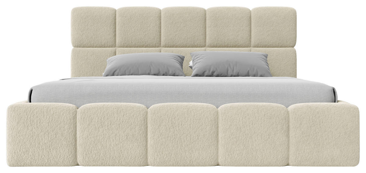 POLSTERBETT Cloudy Lattenrost, Bettkasten 180/200 cm  in Beige  - Beige/Schwarz, Design, Holz/Textil (180/200cm) - Boxxx