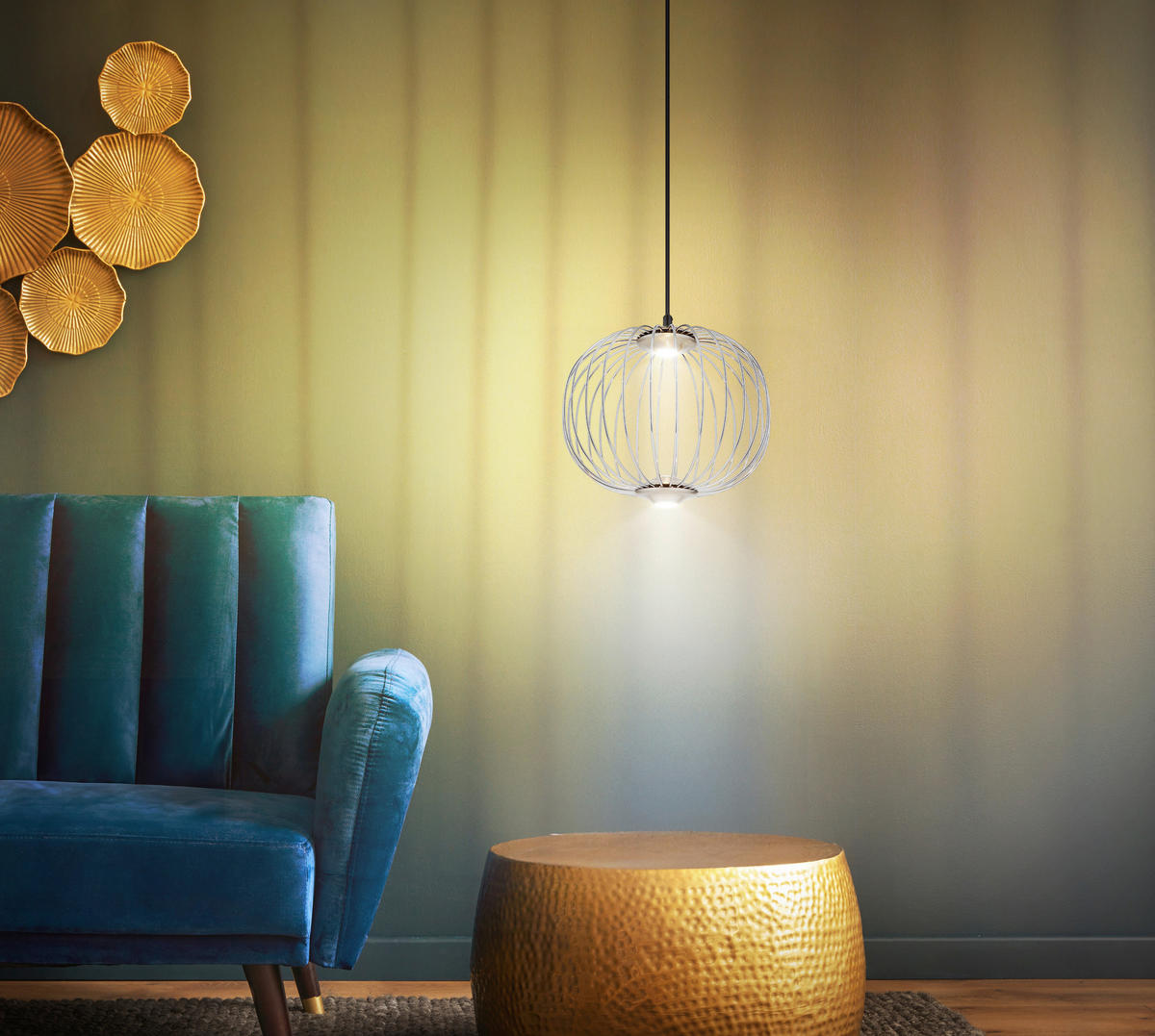 LED-HÄNGELEUCHTE 30/150 cm  - Chromfarben/Schwarz, Design, Kunststoff/Metall (30/150cm) - Globo