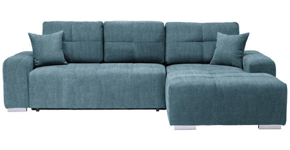 ECKSOFA Türkis Webstoff Zierkissen, Rückenkissen, Bettkasten, Schlaffunktion, Rücken echt  - Türkis/Silberfarben, Design, Kunststoff/Textil (280/194cm) - Carryhome