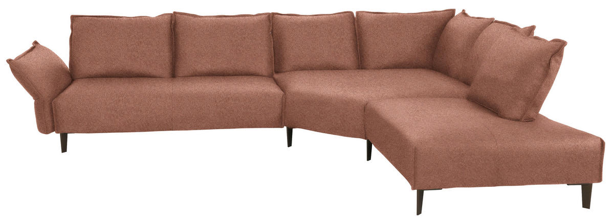 ECKSOFA in Webstoff Terracotta  340/272 cm  - Terracotta/Schwarz, MODERN, Textil/Metall (340/272cm) - W.Schillig