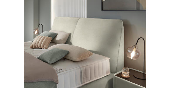 BOXSPRINGBETT 200/200 cm  in Elfenbein  - Elfenbein/Schwarz, Design, Kunststoff/Textil (200/200cm) - Johann Jakob