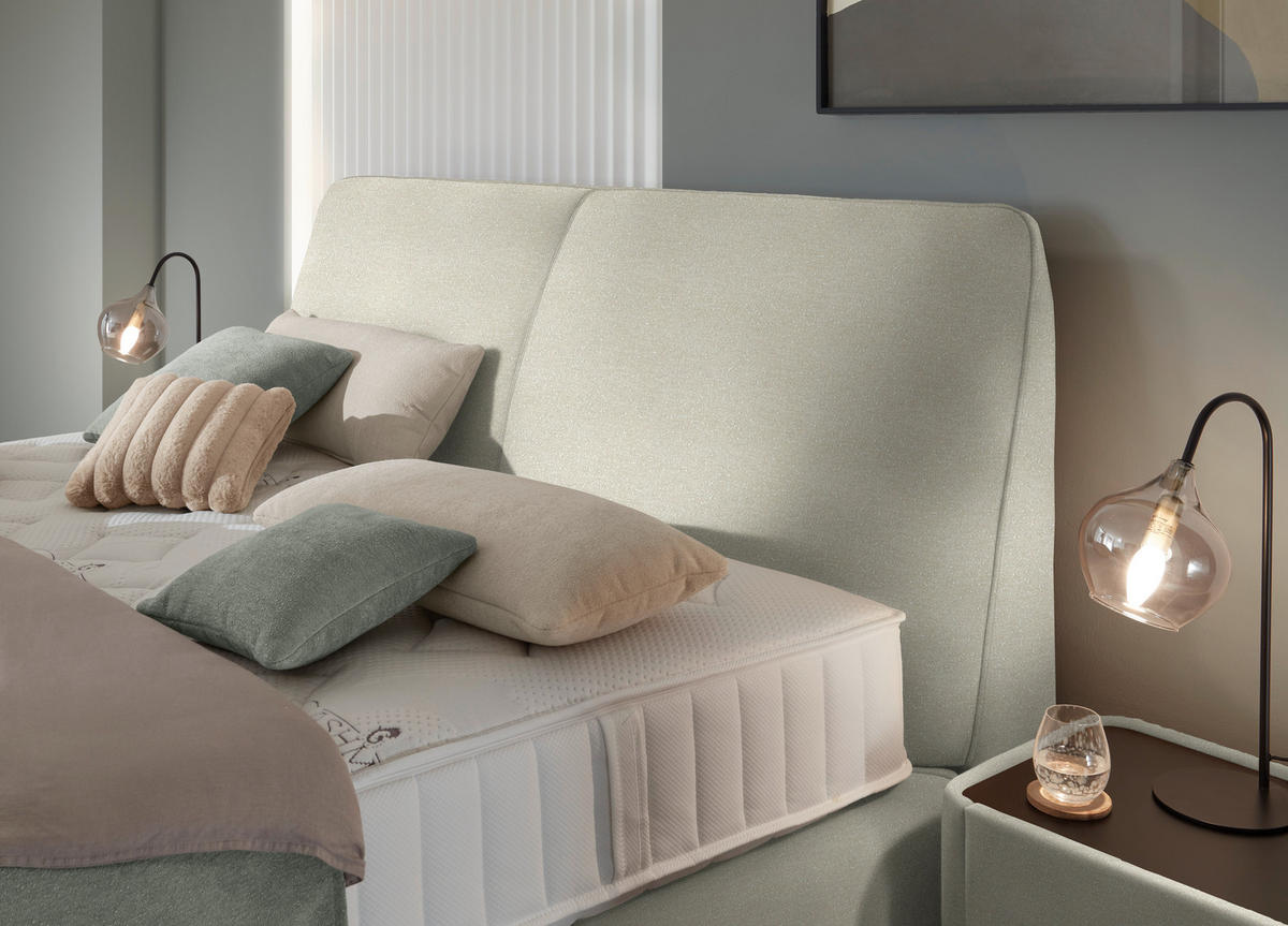 BOXSPRINGBETT 180/200 cm  Elfenbein  - Elfenbein/Schwarz, Design, Kunststoff/Textil (180/200cm) - Johann Jakob