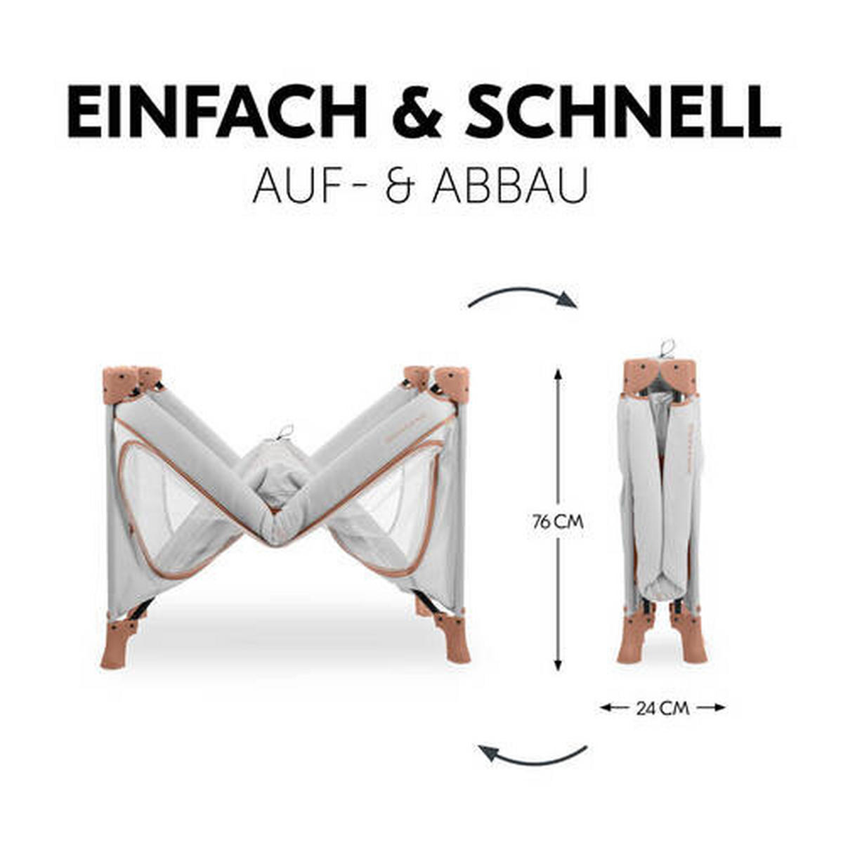 REISEBETT Dream N Play Plus Greige, Koralle  - Greige/Koralle, Basics, Kunststoff/Textil (65/76/125cm) - Hauck