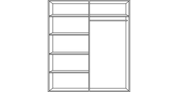 SCHWEBETÜRENSCHRANK  in Weiß, Plankeneiche  - Plankeneiche/Eichefarben, Design, Holzwerkstoff/Metall (179/198/64cm) - Carryhome