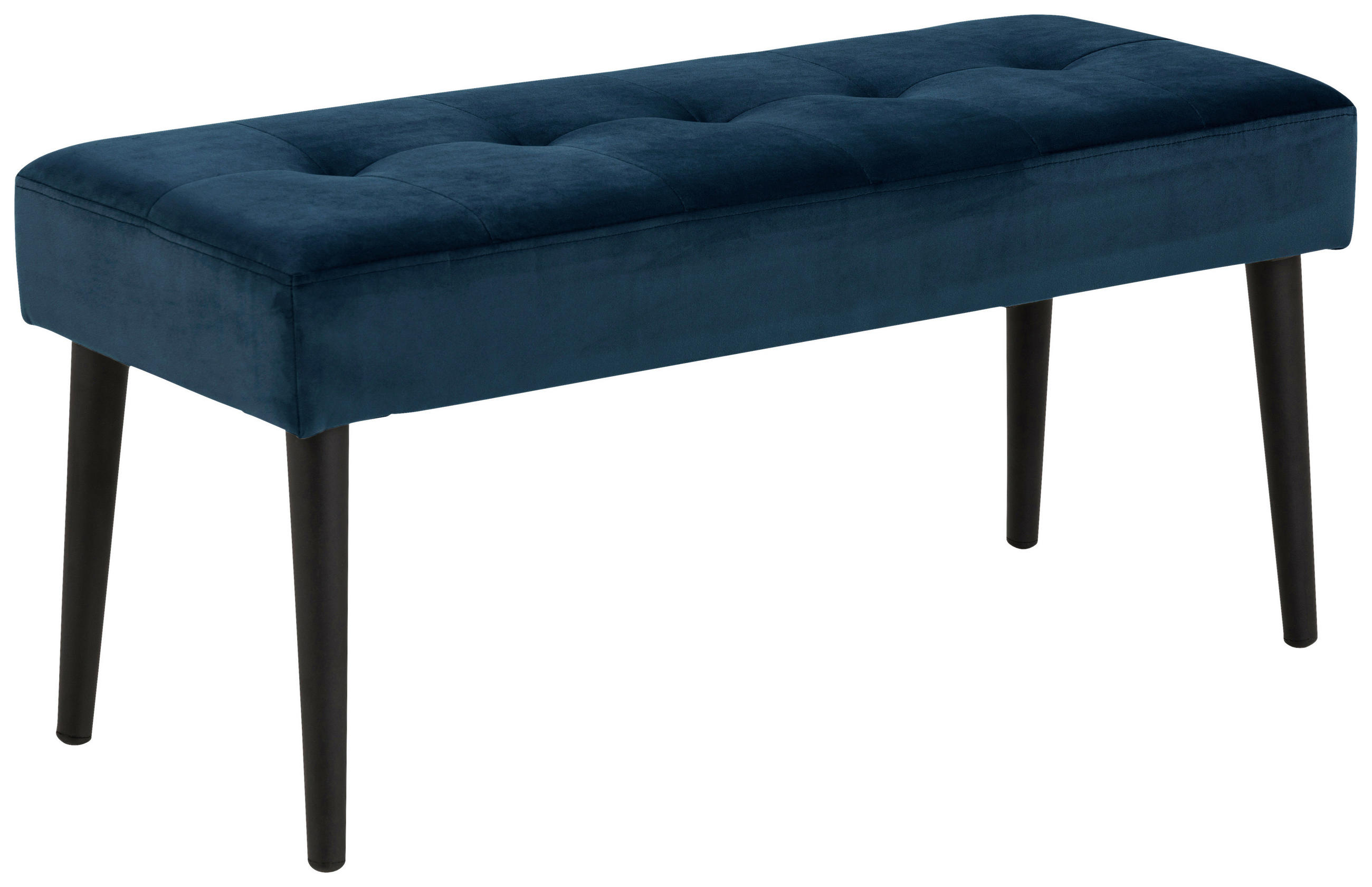 HOCKERBANK 95/45/38 cm Samt Schwarz, Dunkelblau  - Schwarz/Dunkelblau, Trend, Textil/Metall (95/45/38cm) - Livetastic