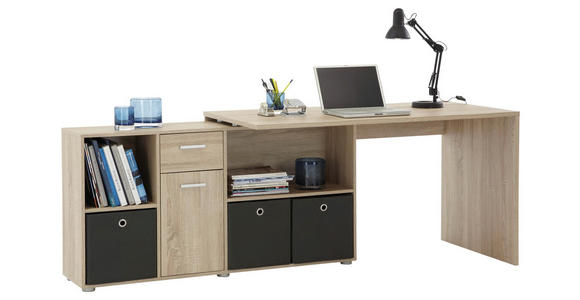 ECKSCHREIBTISCH Eichefarben - Chromfarben/Eichefarben, Design, Holz/Kunststoff (137/75/68cm) - Cantus