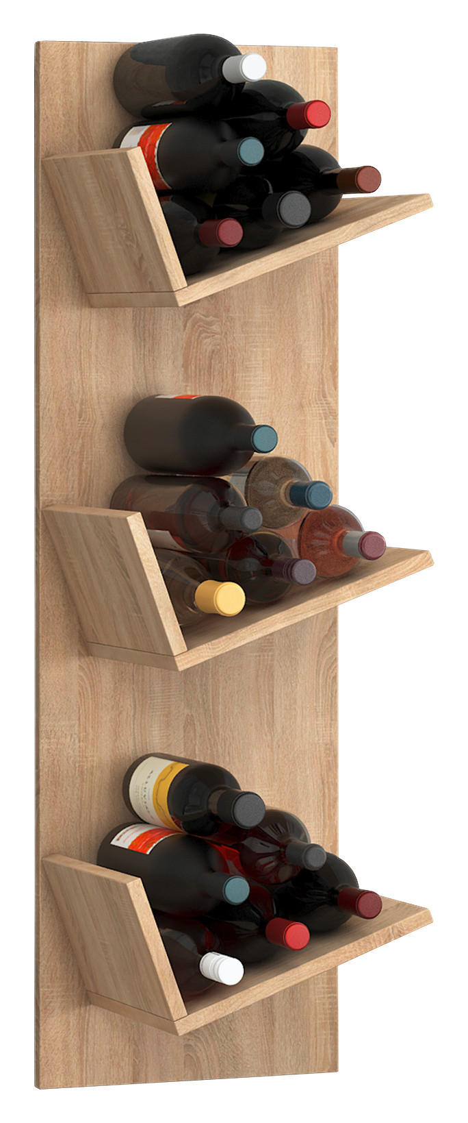 WEINREGAL 33/106,5/25,6 cm  - Eichefarben, Basics, Holzwerkstoff (33/106,5/25,6cm) - MID.YOU