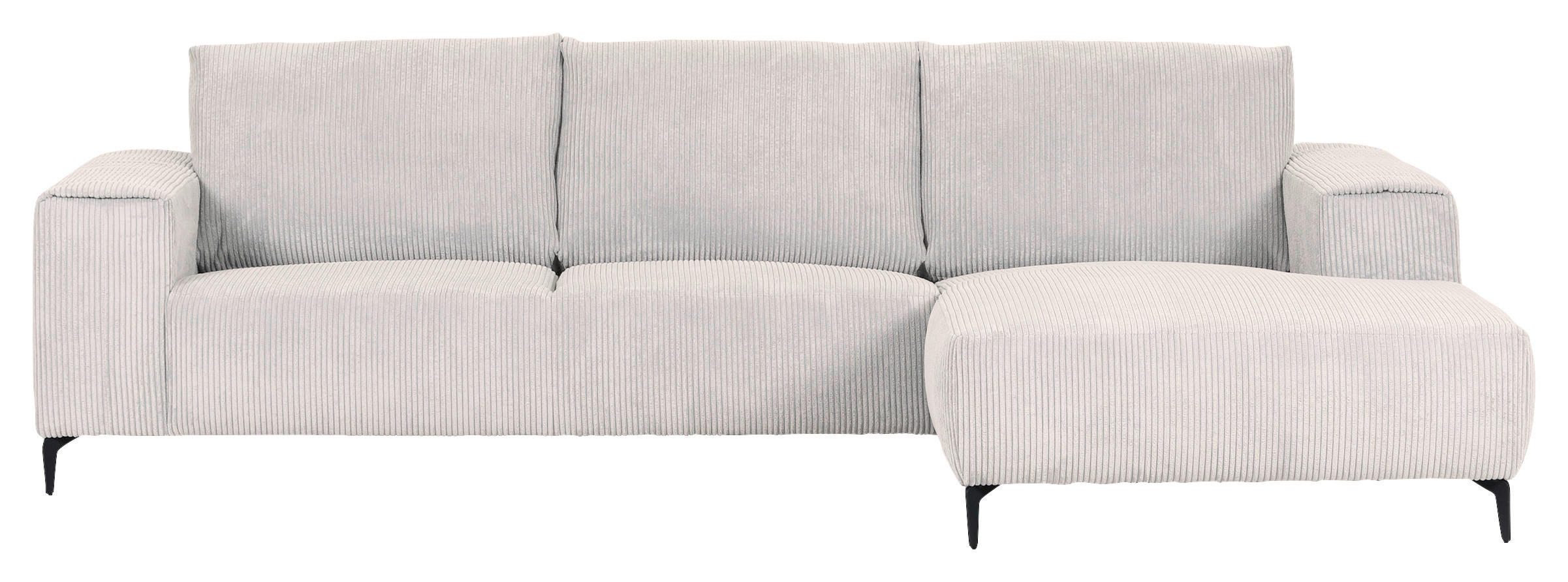 ECKSOFA in Cord Naturfarben  - Schwarz/Naturfarben, Konventionell, Textil/Metall (285/170cm) - Carryhome