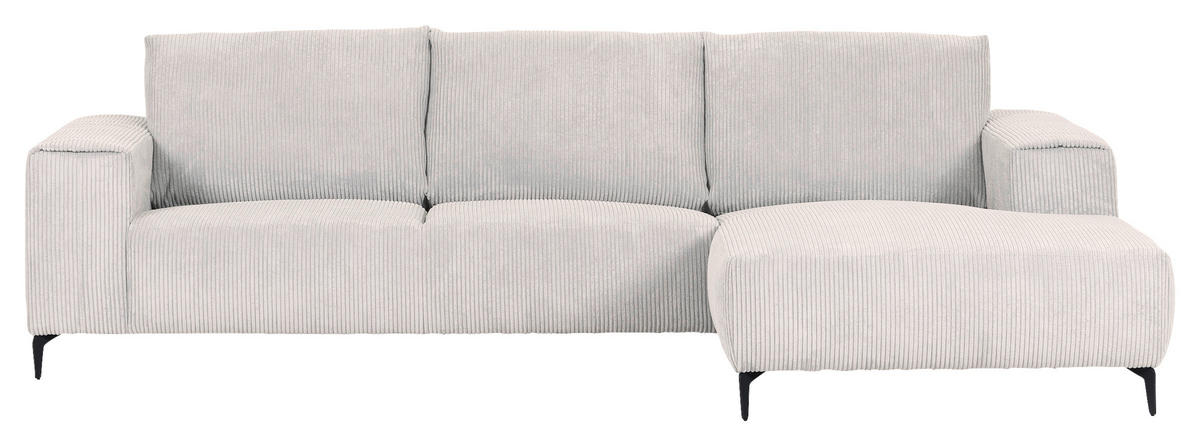 ECKSOFA in Cord Naturfarben  - Schwarz/Naturfarben, Konventionell, Textil/Metall (285/170cm) - Carryhome